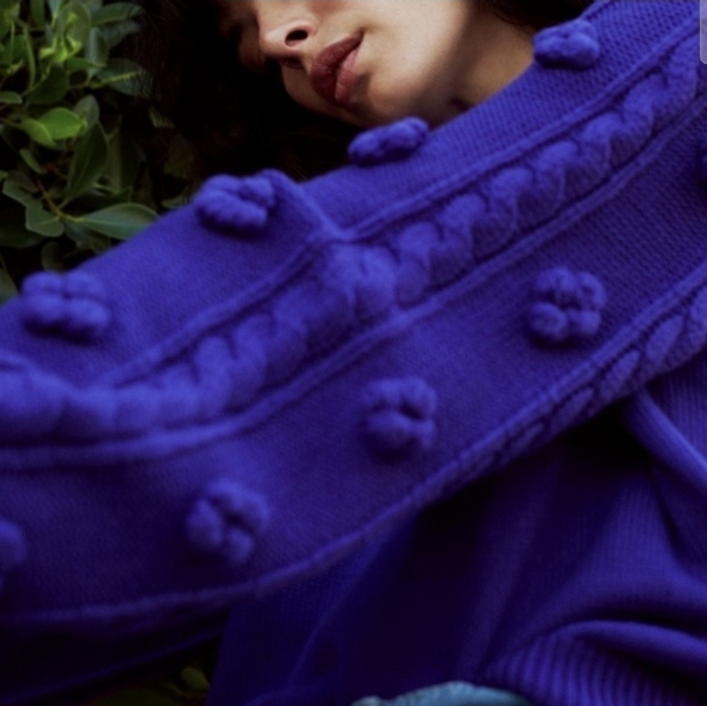 ❤️ ANTHROPOLOGIE MAEVE KIARA TEXTURED MERINO WOOL BLEND SWEATER, PURPLE, SMALL - Picture 2 of 13